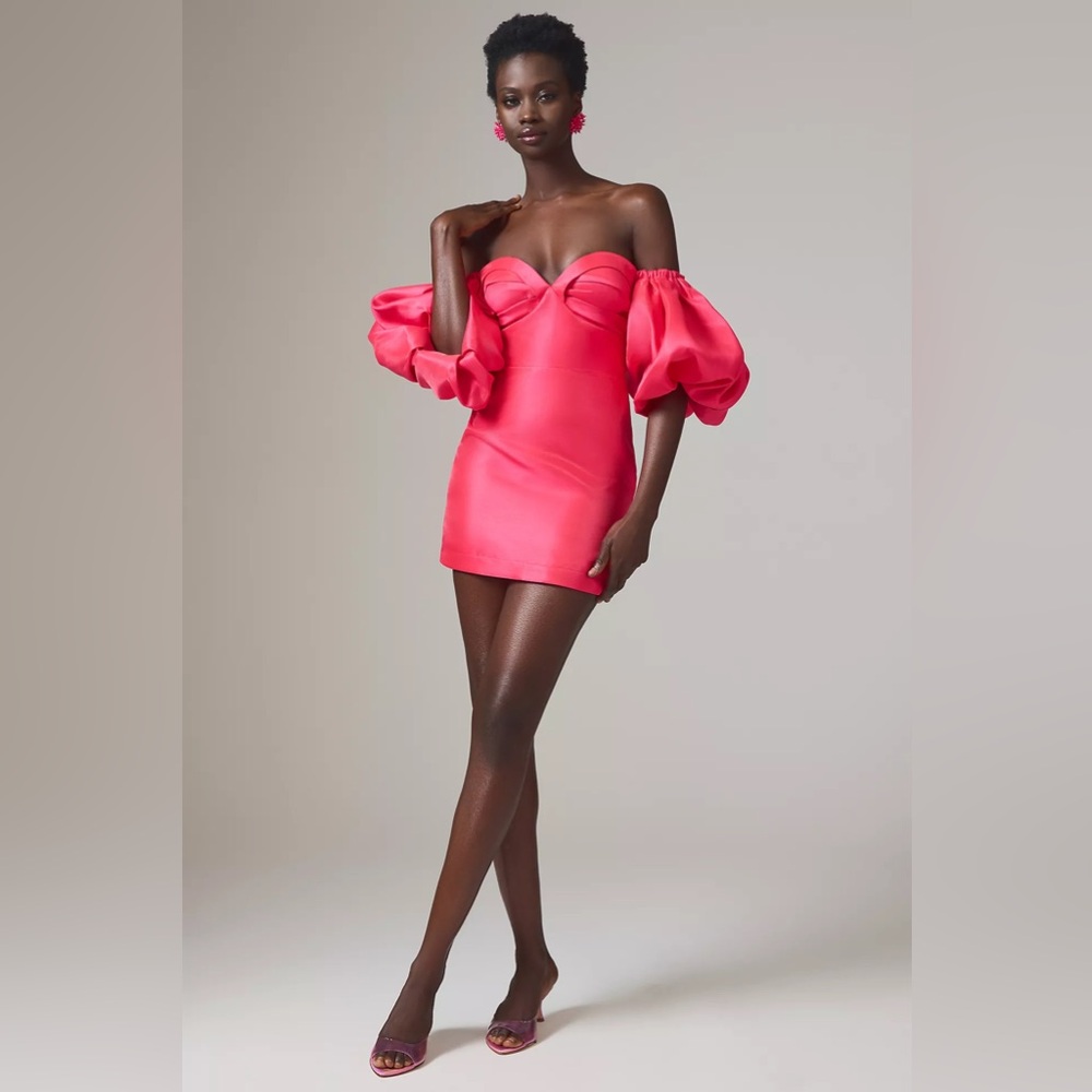 Anthropologie Audette off the shoulder puff sleeve mini dress